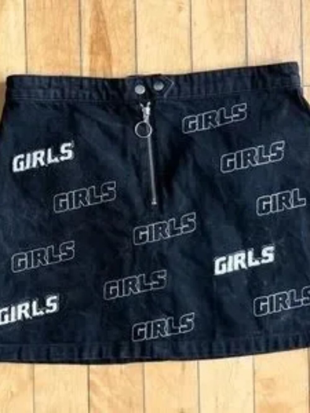 Topshop Moto 100% Cotton Embroidered Black GIRLS Mini Skirt Size 12